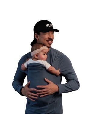 Lalabu Dad Shirt, Long Sleeve Baby- Wearing, Brook Blue, Medium